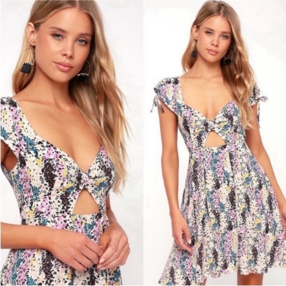 Free People Pink and Yellow Sundress Mini